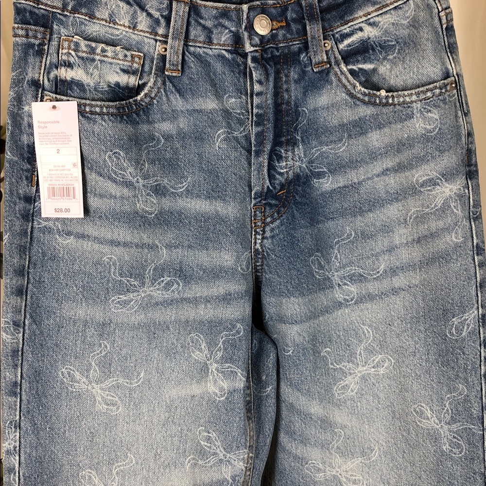 Wild Fable Denim Jeans with Bow Design NWT Sz 2 (B3) - Picture 4 of 11